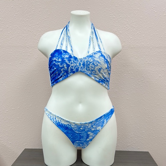 MIKOH Blue Tie-Dye Bikini Set